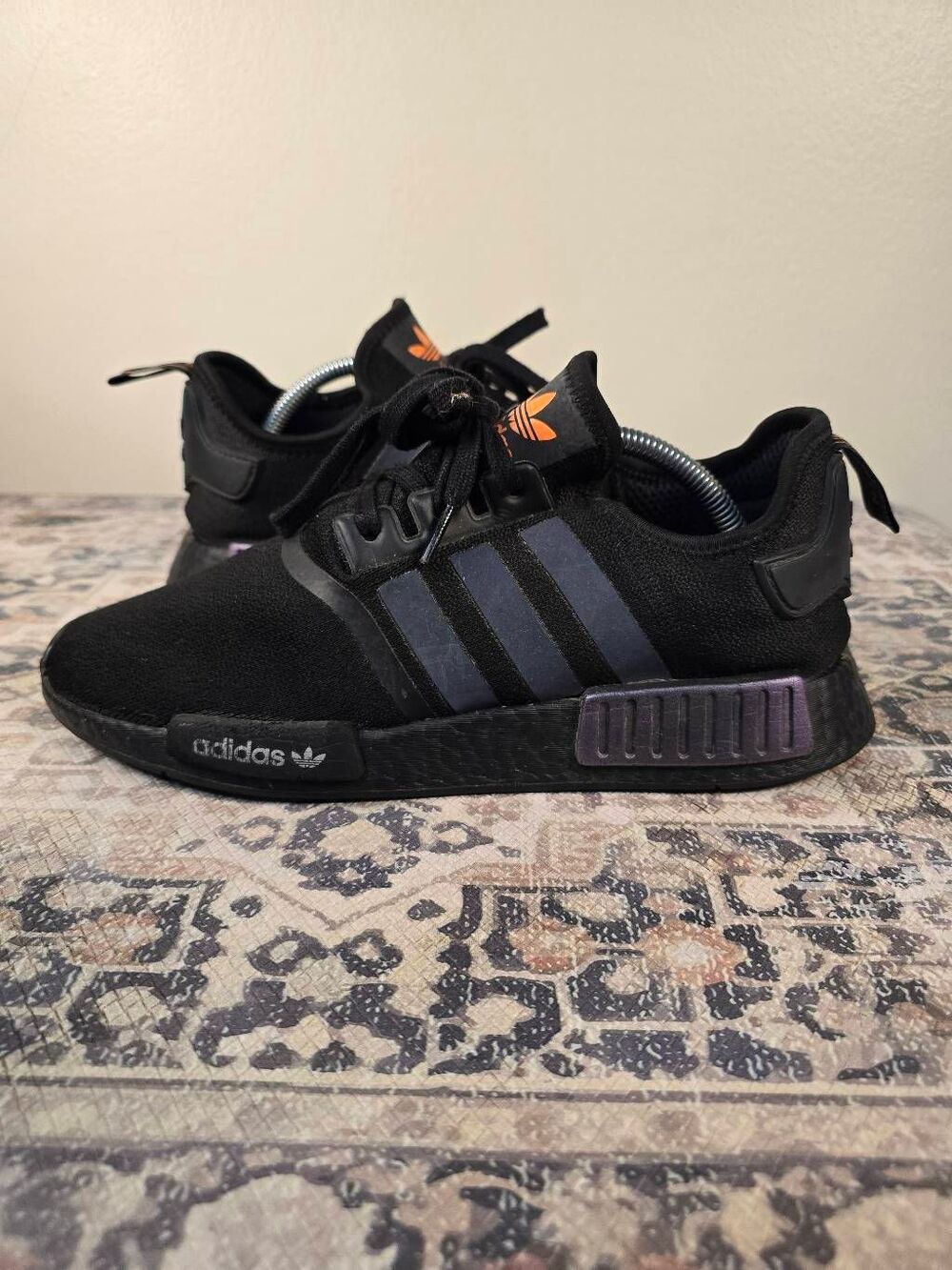 Adidas NMD_R1 Black Iridescent Boost  Men's Running Shoes Size 10 Sneakers